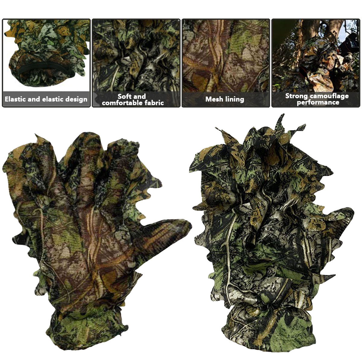 3D Camouflage Leaf Hunting Glo - огляд і ціна Outdoor Hunting Gloves